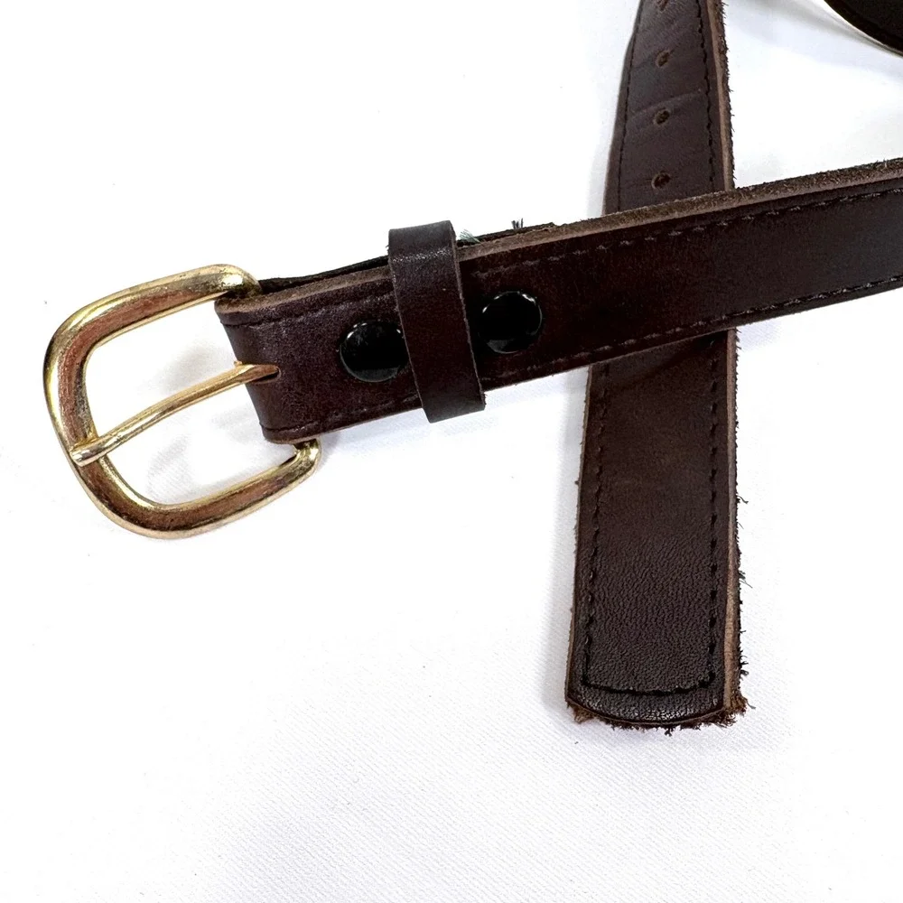 Marc Wolf Ltd Belt Brown Leather Gold Buckle Made in USA 201 Size 48 Mens